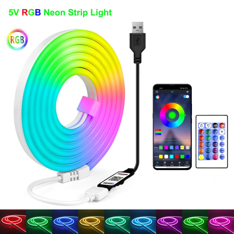Outdoor Lighting No Wiring - RGB LED 네온 스트립 5V USB