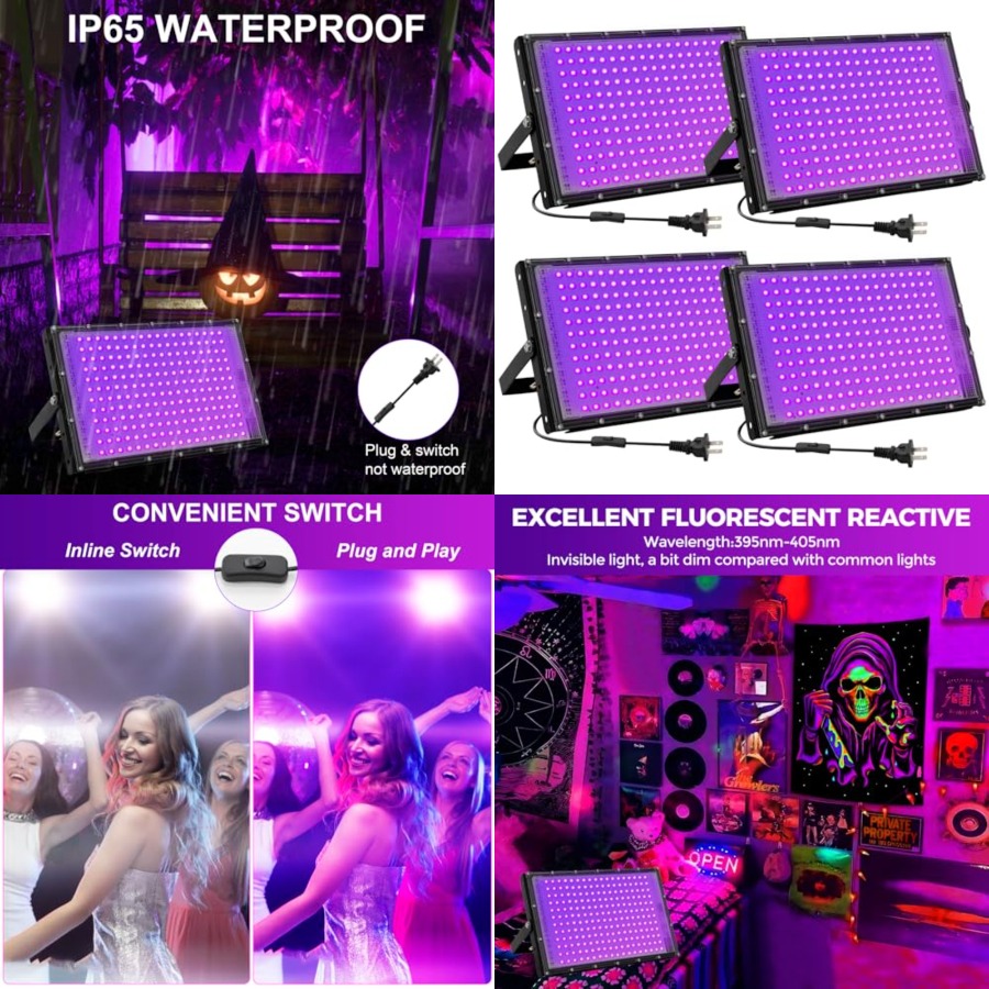 Led Flood Light - 200W LED 블랙 라이트, 글로우 파티용