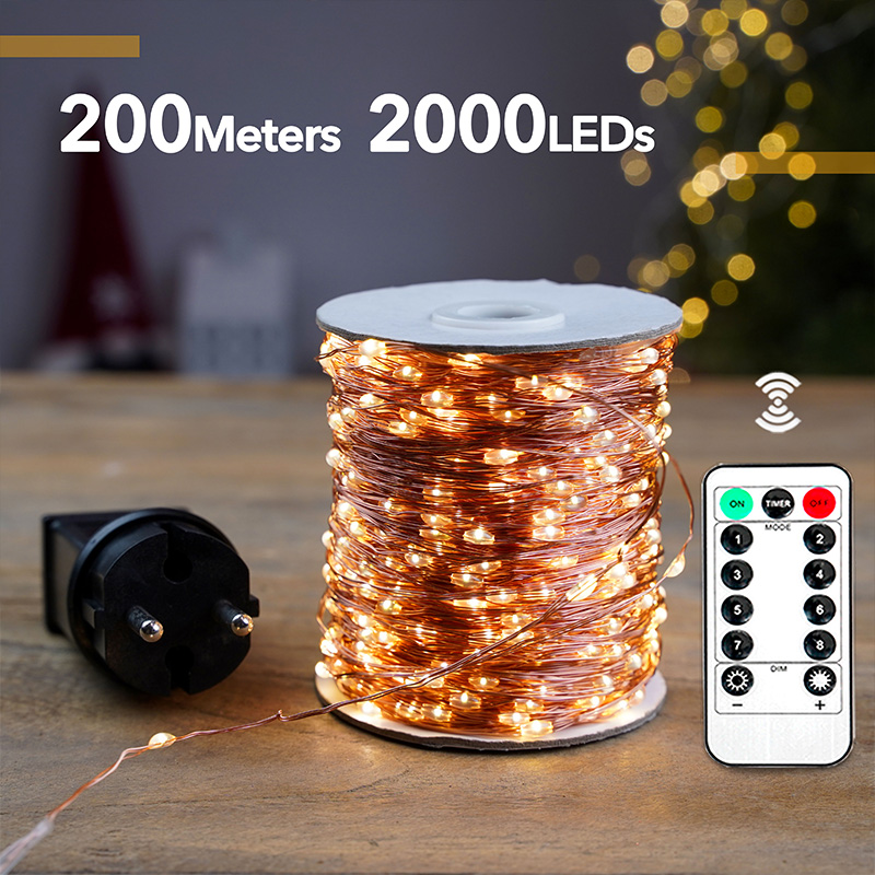 Outdoor Lighting No Wiring - 160M 1600LED 구리 와이어 방수 플러그인