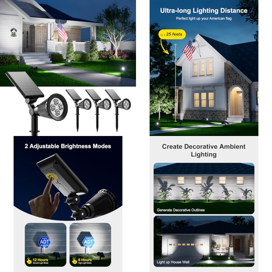 Led Flood Light - 태양광 스포트라이트, 야외 방수, 나무, 조각상,