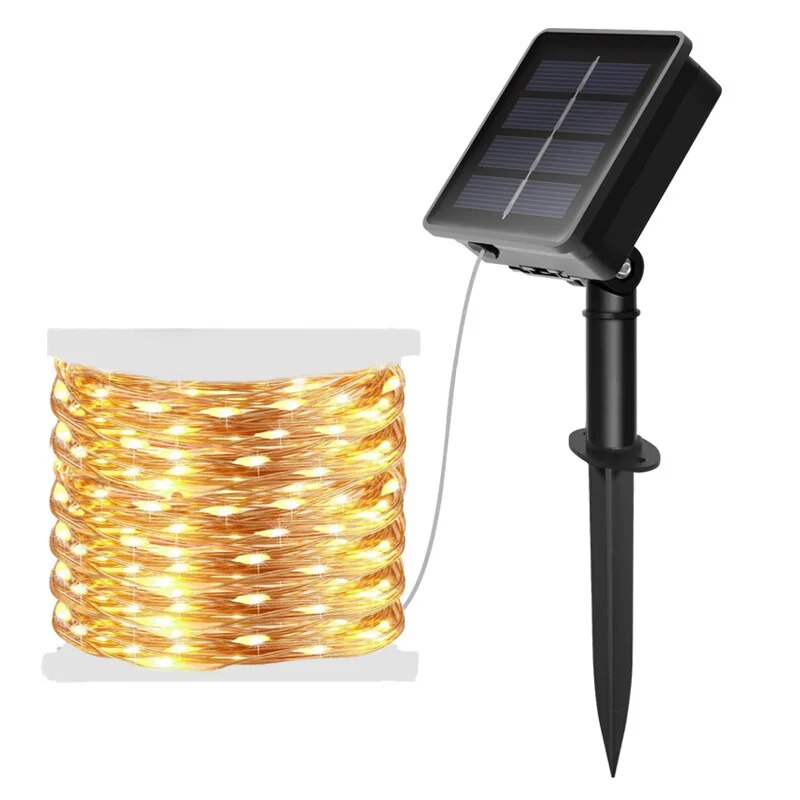 Outdoor Lighting No Wiring - 100 LED 태양광 요정 방수 구리