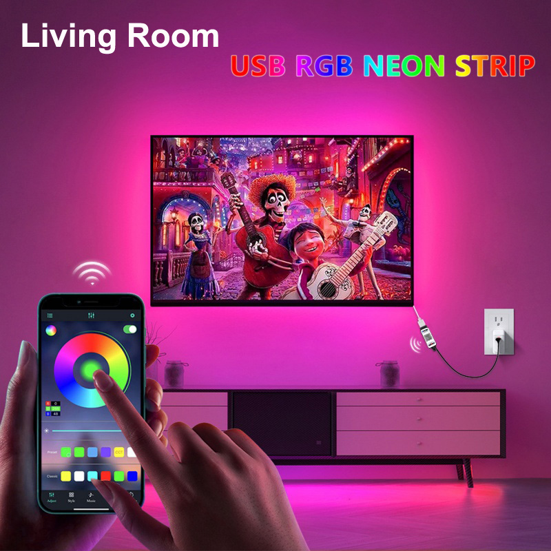 RGB LED 네온 스트립 5V USB 블루투스 APP - Outdoor Lighting No Wiring 리뷰 및 가격