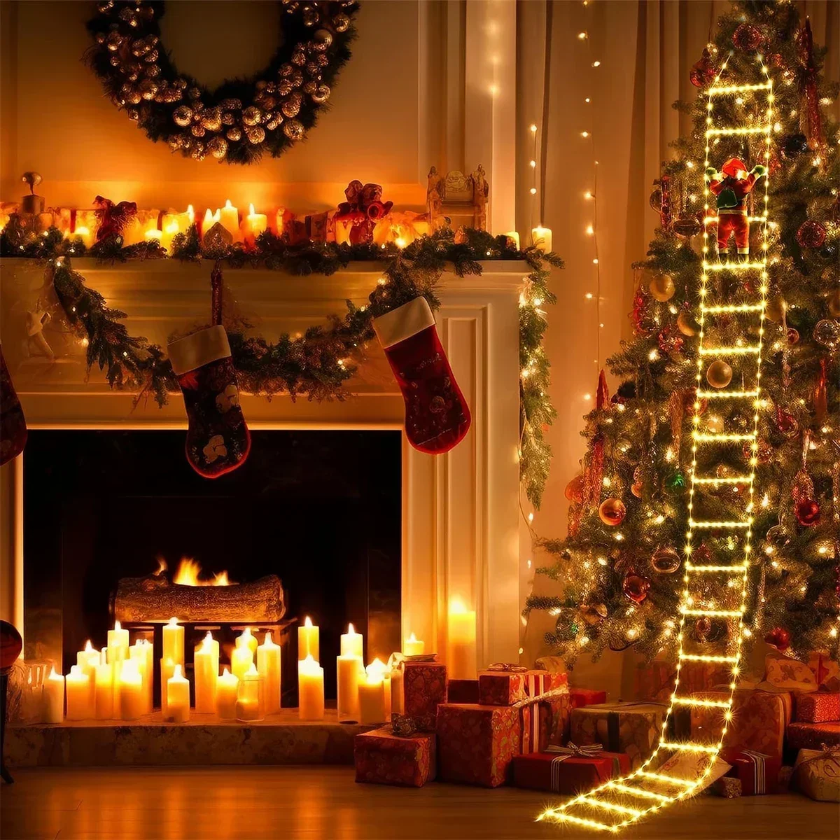 산타클로스 가정용 LED 사다리 조명, 크리스마스 장식 - Outdoor Lighting Xmas 리뷰 및 가격