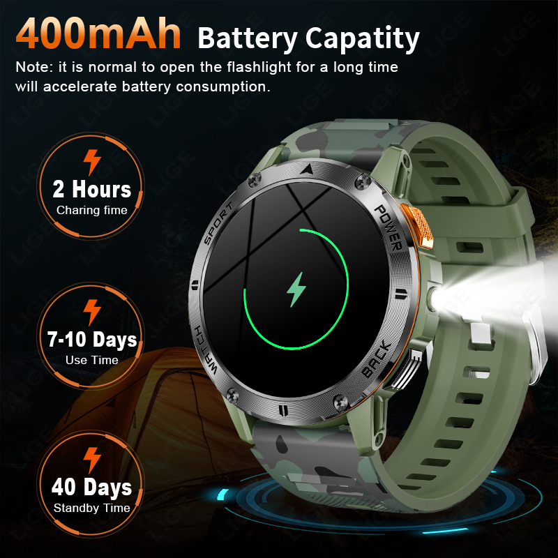 LIGE 400mAh 군용 등급 남성용 스마트 시계 L - Outdoor Lighting Smart Controller 리뷰 및 가격