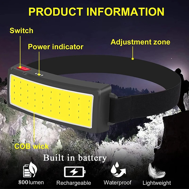 강력한 COB LED 헤드램프 4가지 조명 모드 고속  - Led Flood Light 리뷰 및 가격
