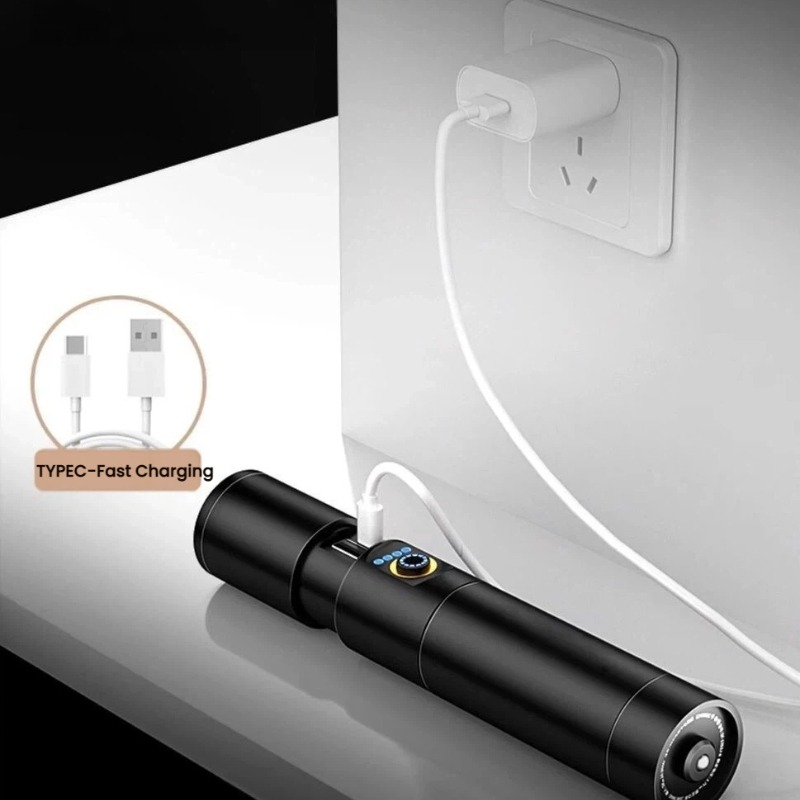 강력한 조명 LED 손전등 Type-C 충전 텔레스코픽 - Outdoor Lighting Portable 리뷰 및 가격