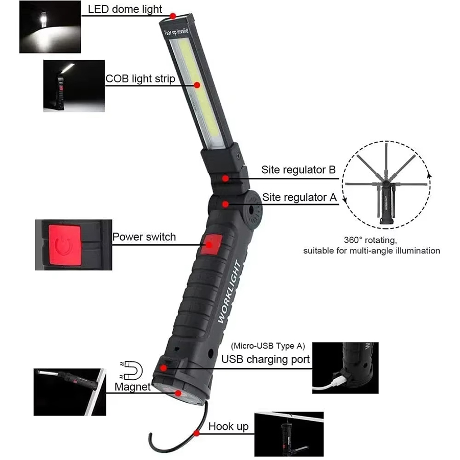 마그네틱 후크가있는 휴대용 LED 손전등 야외 수리 작 - Outdoor Lighting Panel 리뷰 및 가격
