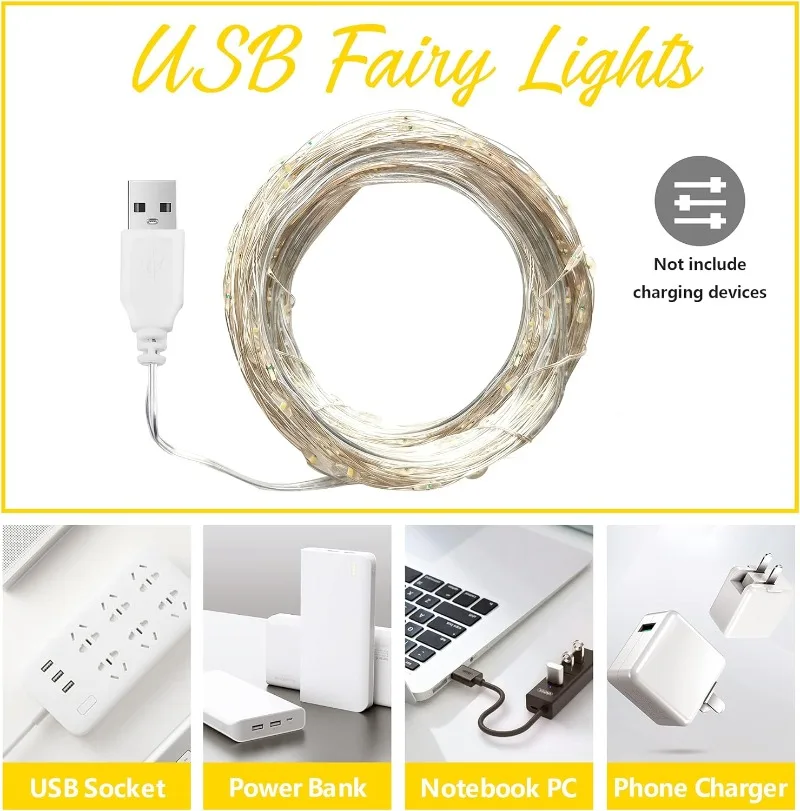 USB LED 문자열 조명 구리 실버 와이어 갈 랜드  - Outdoor Lighting No Wiring 리뷰 및 가격