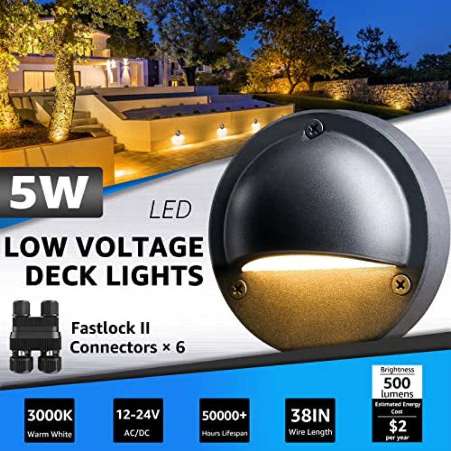 5W LED 저전압 데크 조명, 12-24V 스텝 조명 - Outdoor Lighting No Wiring 리뷰 및 가격