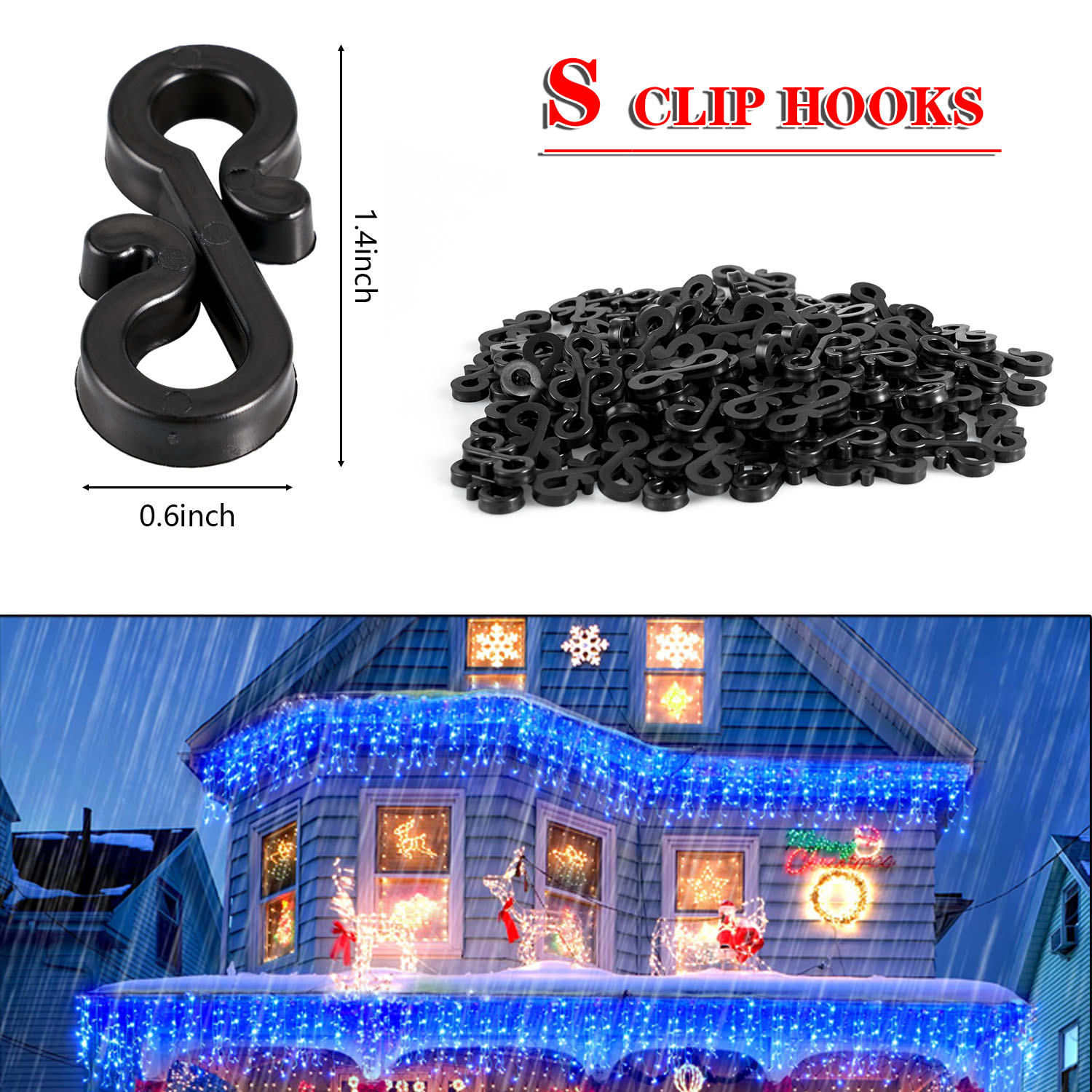 120Pcs 플라스틱 후크 거터 후크 행거 S 자형 클 - Outdoor Lighting Xmas 리뷰 및 가격