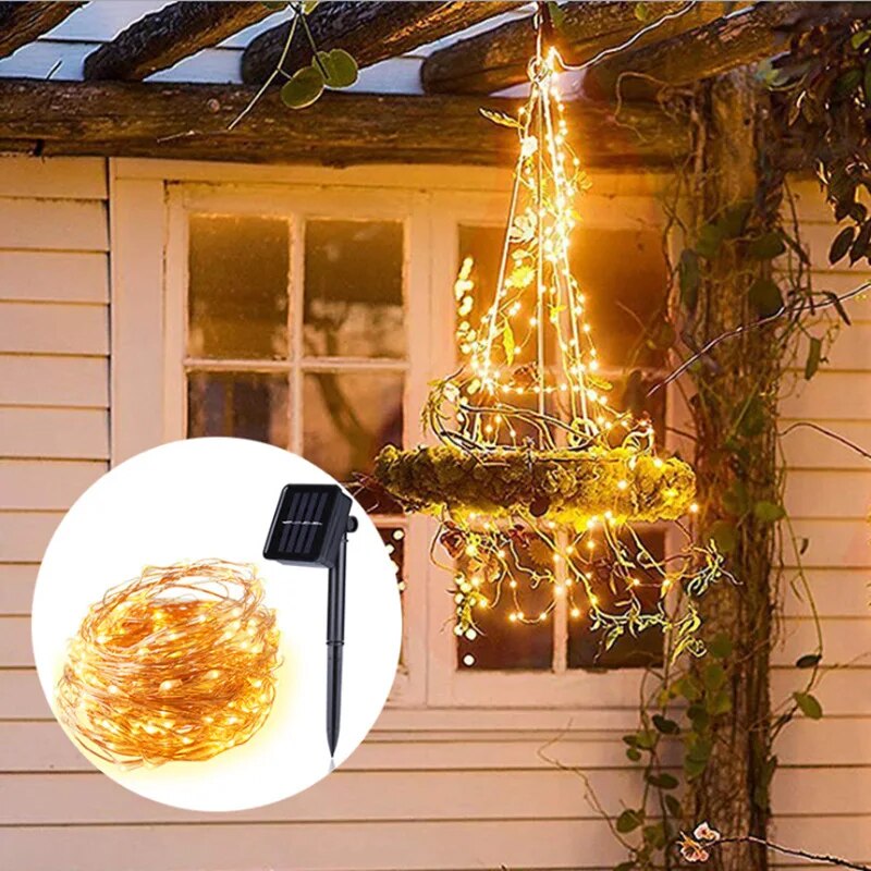 100 LED 태양광 요정 방수 구리 와이어 스트링 조 - Outdoor Lighting No Wiring 리뷰 및 가격