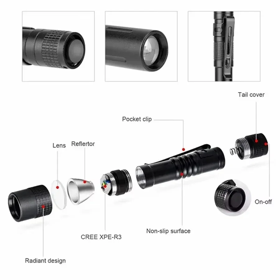 1-4PCS 미니 휴대용 LED 펜 라이트 포켓 야외  - Outdoor Lighting Panel 리뷰 및 가격