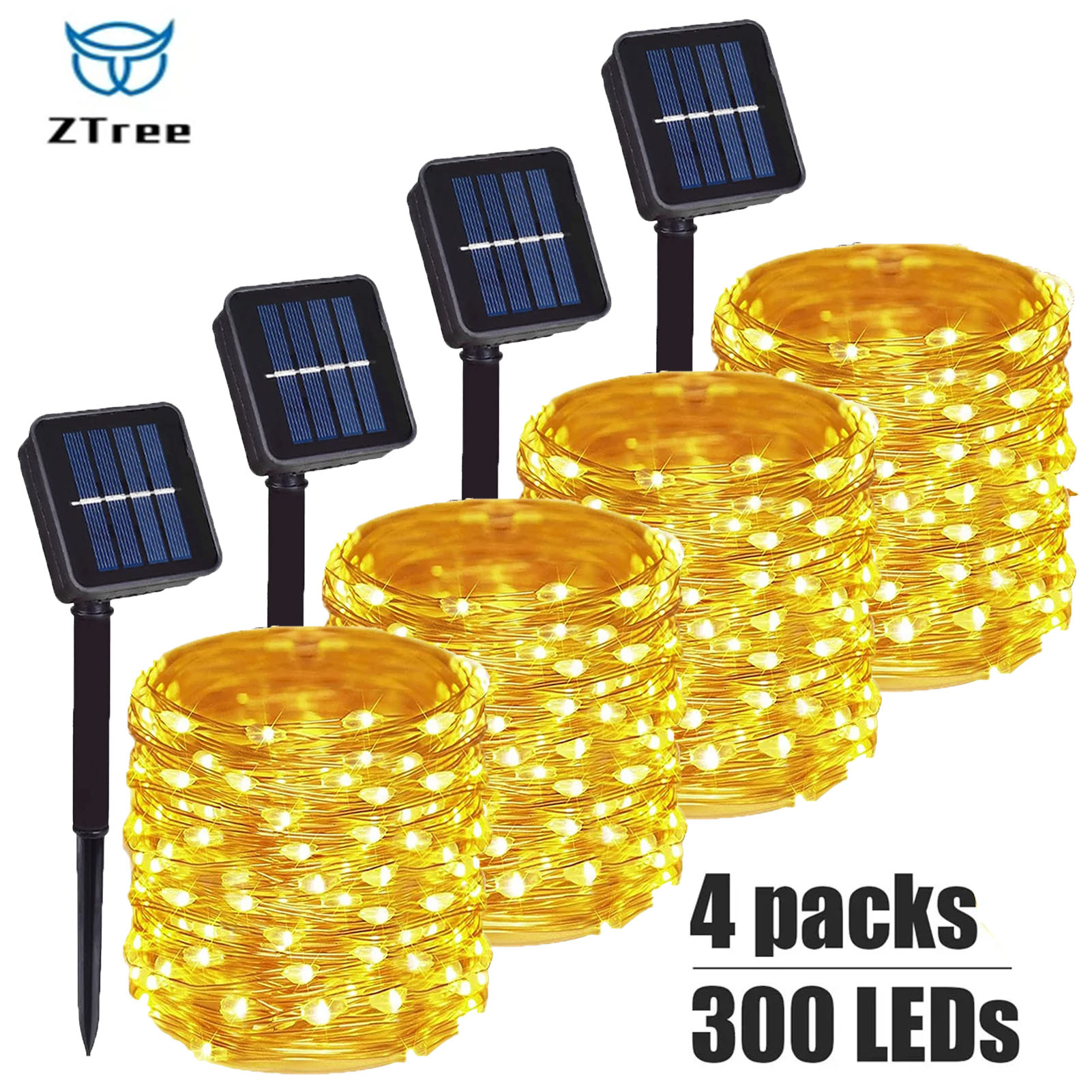1~4Pcs 태양 문자열 조명 야외 방수 8 모드 요정 - Outdoor Lighting No Wiring 리뷰 및 가격