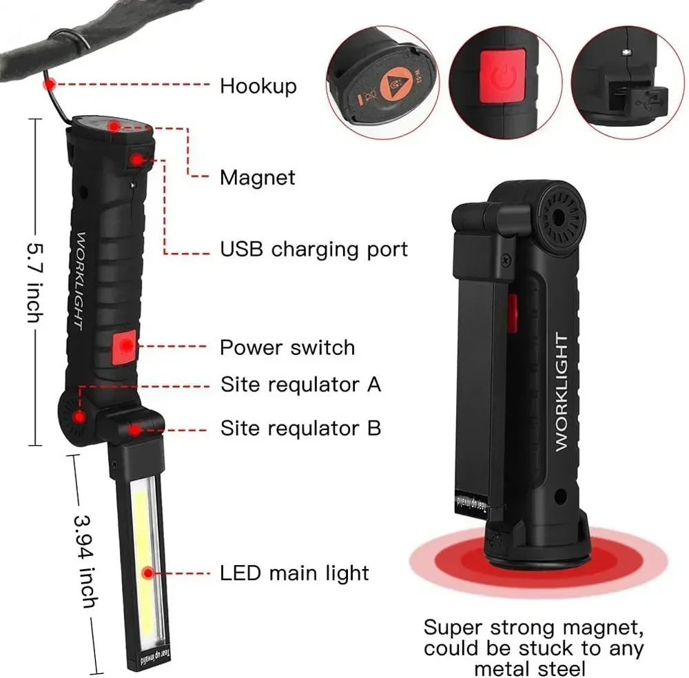 자석, 후크 360이 포함된 LED COB 손전등 US - Outdoor Lighting Panel 리뷰 및 가격